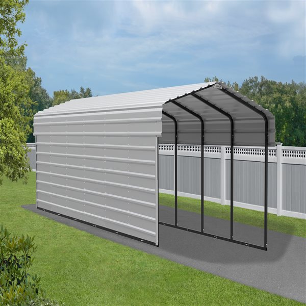 Arrow Steel Carport with 1 Side Wall Kit 10X29X07