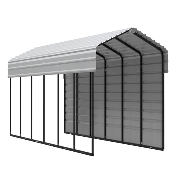 Arrow Steel Carport with 1 Side Wall Kit 10X29X07