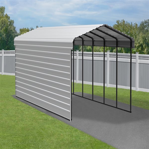 Arrow Steel Carport with 1 Side Wall Kit, 12x29x09