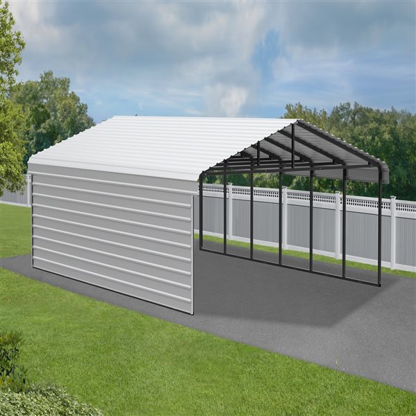 Arrow Steel Carport with 1 Side Wall Kit, 20x29x09