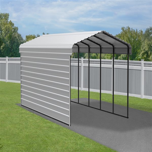 Arrow Steel Carport with 1 Side Wall Kit, 12x24x09