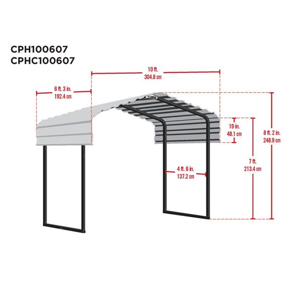 Arrow 10 W x 6 L x 7-ft H Eggshell Galvanized Steel Roof Metal Canopy