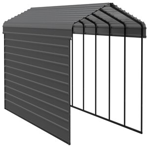 Abri d’auto Arrow avec fermeture sur un côté de 12 x 29 x 9 pieds Anthracite