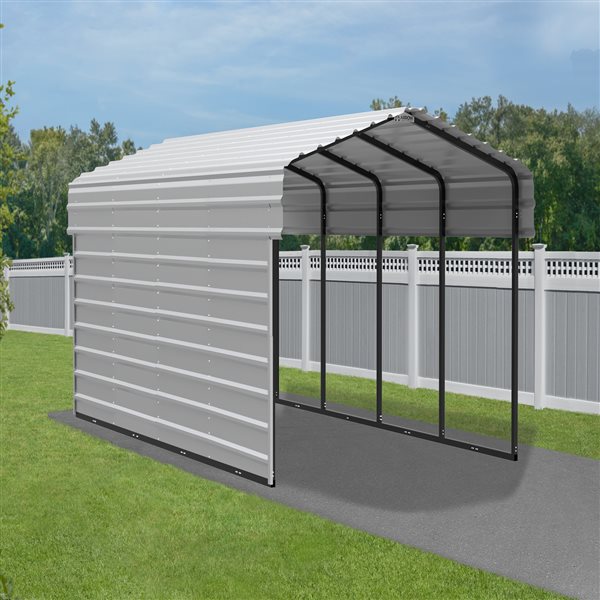 Arrow Steel Carport with 1 Side Wall Kit, 10X20X07
