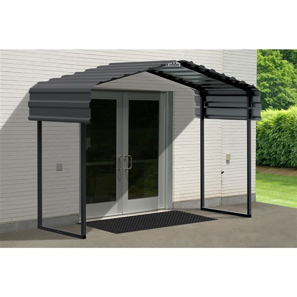 Arrow 10 W x 6 L x 7-ft H Charcoal Galvanized Steel Roof Metal Canopy