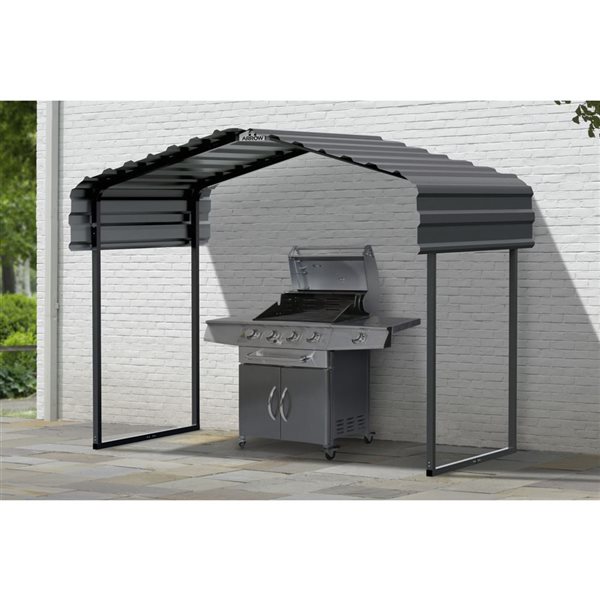 Arrow 10 W x 6 L x 7-ft H Charcoal Galvanized Steel Roof Metal Canopy