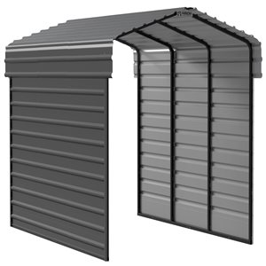 Abri d’auto Arrow avec fermeture sur un côté de 10 x 15 x 9 pieds Anthracite