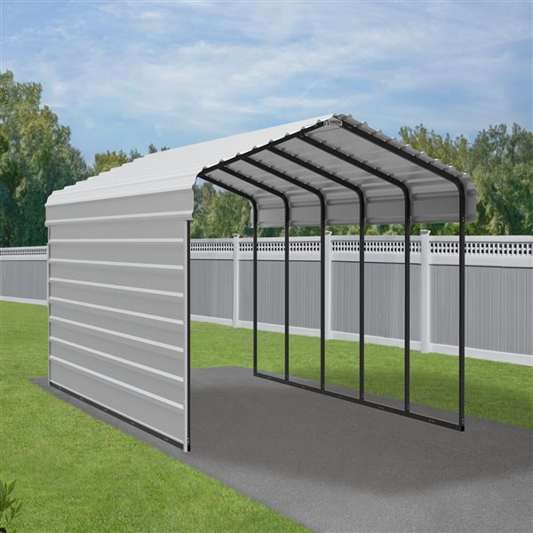 Arrow Steel Carport with 1 Side Wall Kit, 12X24X07