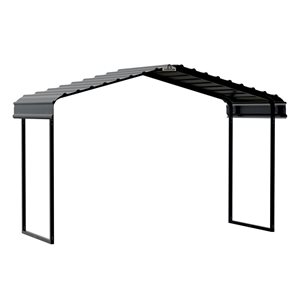 Arrow 12 W x 6 L x 7-ft H Charcoal Galvanized Steel Roof Metal Canopy