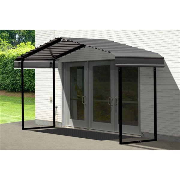 Arrow 12 W x 6 L x 7-ft H Charcoal Galvanized Steel Roof Metal Canopy