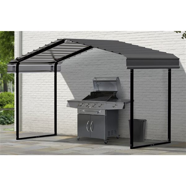 Arrow 12 W x 6 L x 7-ft H Charcoal Galvanized Steel Roof Metal Canopy