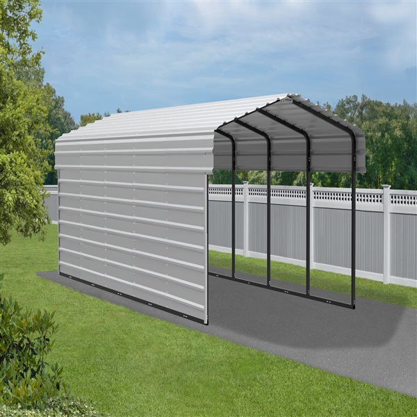Arrow Steel Carport with 1 Side Wall Kit, 10X24X07