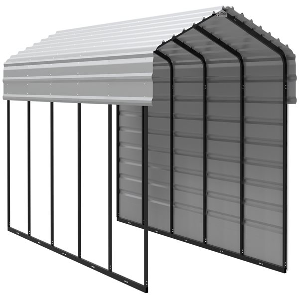 Arrow Steel Carport with 1 Side Wall Kit, 10X24X07