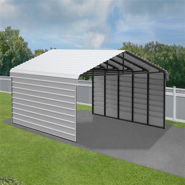 Arrow Steel Carport with 2 Side Wall Kits, 20x24x09