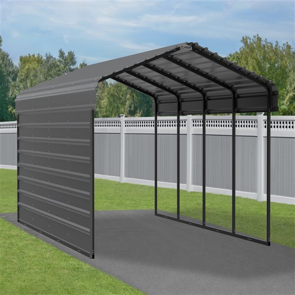 Arrow Steel Carport with 1 Side Wall Kit, 12x20x07