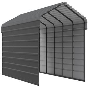 Abri d’auto Arrow avec fermeture sur un côté de 12 x 24 x 7 pieds Anthracite