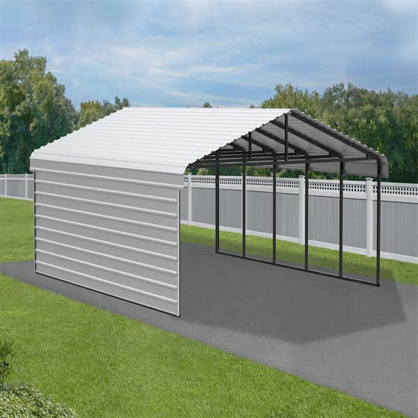 Arrow Steel Carport with 1 Side Wall Kit, 20x24x07