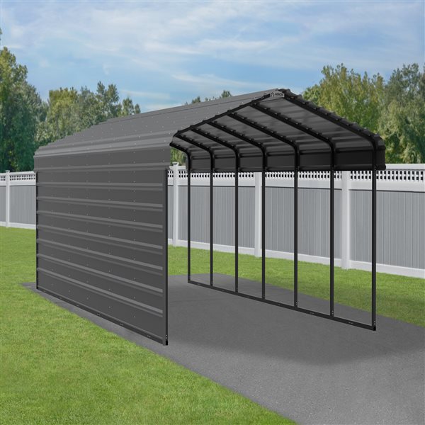 Arrow Steel Carport with 1 Side Wall Kit, 12X29X07
