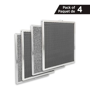 Jeu de 4 filtres à charbon en aluminium pour hottes sans évent Aria pour Broan QT20000 30 po, 11,22 x 11,69 x 0,39 po