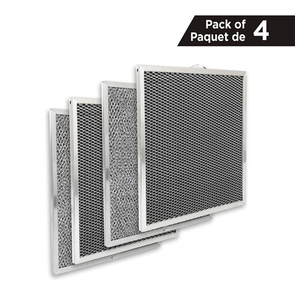 Aria 4-Pack Aluminum Charcoal Filter for Non-Ducted Range Hoods compatible with Broan 30-in QT20000 - 11.22 x 11.69 x 0.…