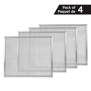 Jeu de 4 filtres à graisse à mailles d'aluminium Aria pour hottes à conduit Allure Broan 30 po, 11,81 x 14,33 x 0,37 po