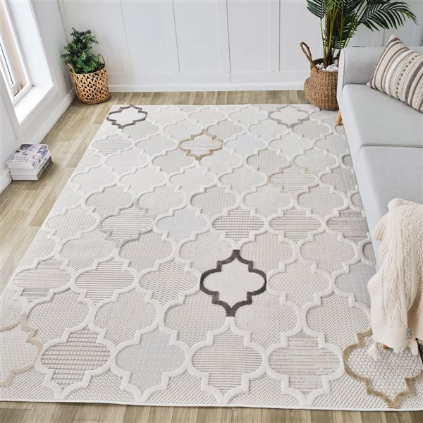 Rug Branch Maison 7 W x 10-ft L Cream Rectangular Modern Indoor Area Rug