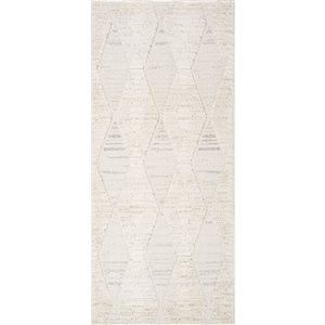 Rug Branch Astra 2 W x 5-ft L Cream Rectangular Textured Rhombus Indoor Doormat Rug