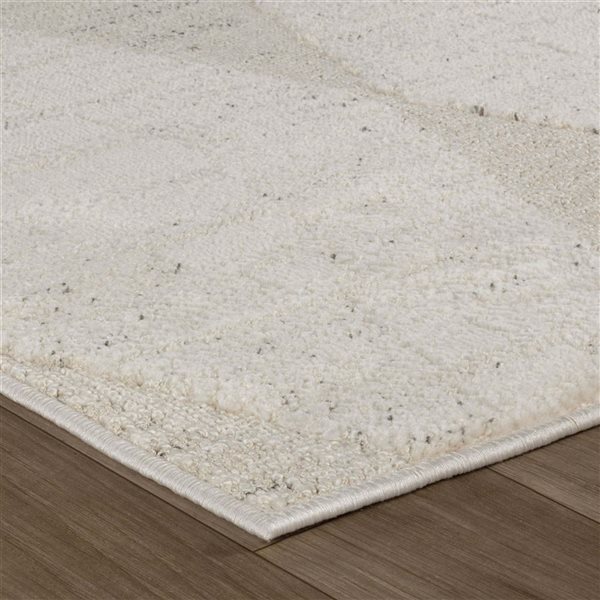 Rug Branch Astra 2 W x 5-ft L Cream Rectangular Textured Rhombus Indoor Doormat Rug