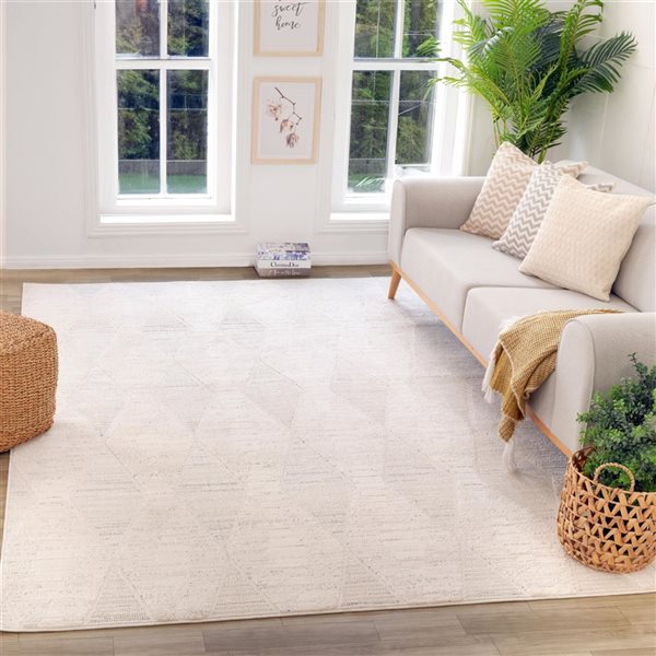 Rug Branch Astra 7 W x 10-ft L Cream Rectangular Textured Rhombus Indoor Area Rug