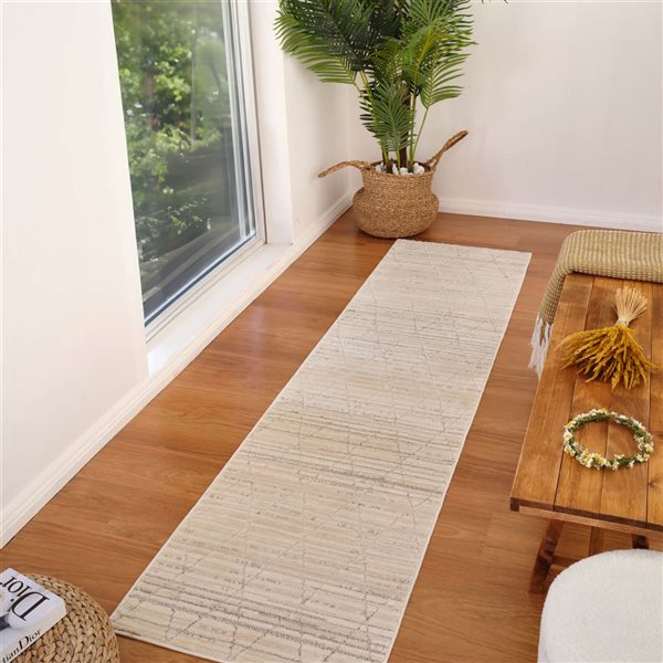 Rug Branch Astra 2 W x 8-ft L Beige Rectangular Rhombus Pattern Indoor Doormat Rug