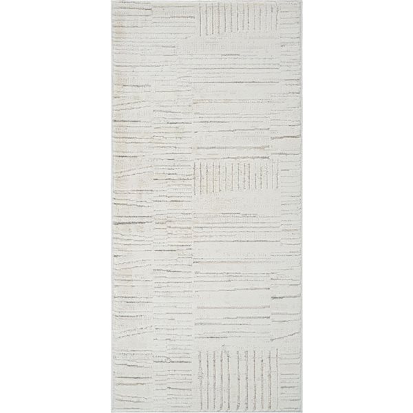 Tapis paillasson Astra Rug Brand 2 l. x 5 pi L. d'intérieur beige rectangulaire moderne