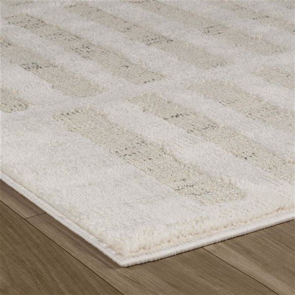 Tapis paillasson Astra Rug Brand 2 l. x 8 pi L. d'intérieur beige rectangulaire à motif ligné