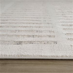 Tapis paillasson Astra Rug Brand 2 l. x 8 pi L. d'intérieur beige rectangulaire à motif ligné