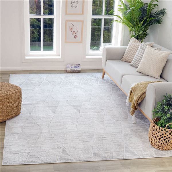 Rug Branch Astra 5 W x 8-ft L Grey Rectangular Rhombus Pattern Indoor Area Rug