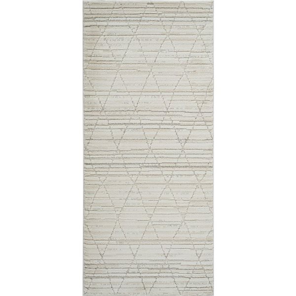 Tapis paillasson Astra Rug Brand 2 l. x 5 pi L. d'intérieur beige rectangulaire à motif losange