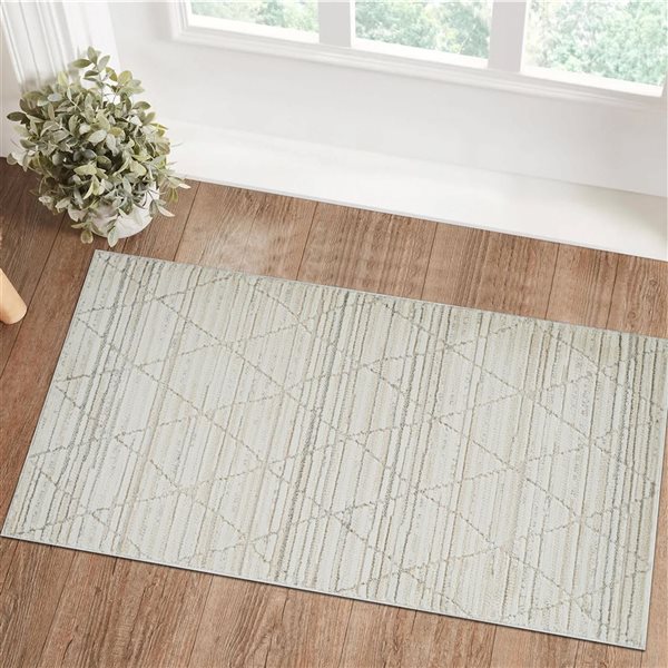 Rug Branch Astra 2 W x 5-ft L Beige Rectangular Rhombus Pattern Indoor Doormat Rug