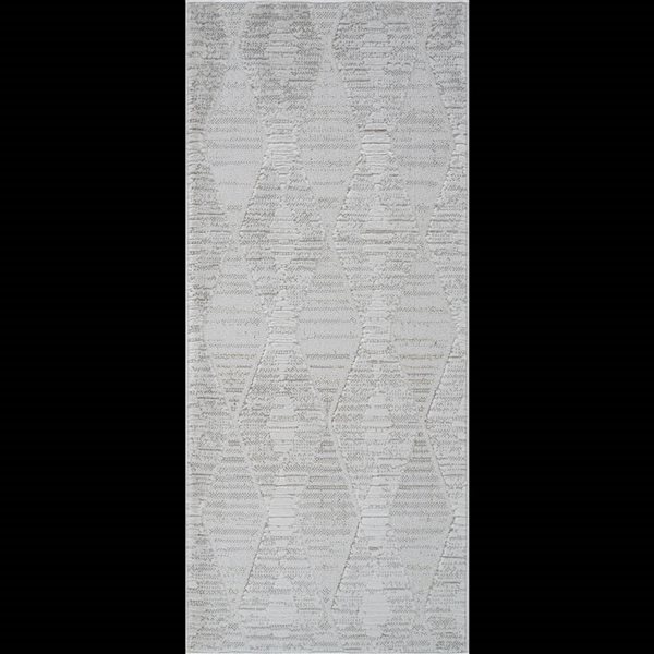 Tapis paillasson Astra Rug Brand 2 l. x 5 pi L. d'intérieur gris rectangulaire à motif losange