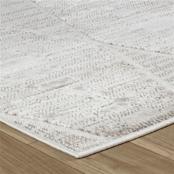 Tapis paillasson Astra Rug Brand 2 l. x 5 pi L. d'intérieur gris rectangulaire à motif losange