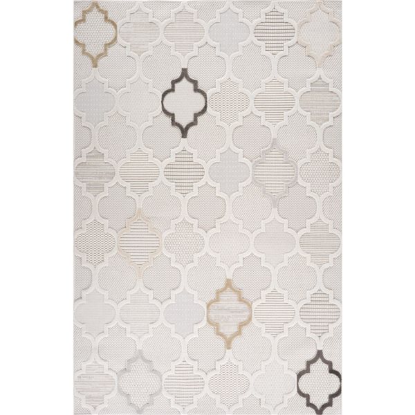 Tapis décoratif Maison Rug Brand 4 l. x 6 pi L. d'intérieur crème rectangulaire moderne