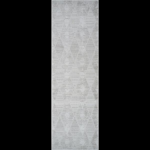 Tapis de couloir Astra Rug Brand 2 l. x 8 pi L. d'intérieur gris rectangulaire à motif losange