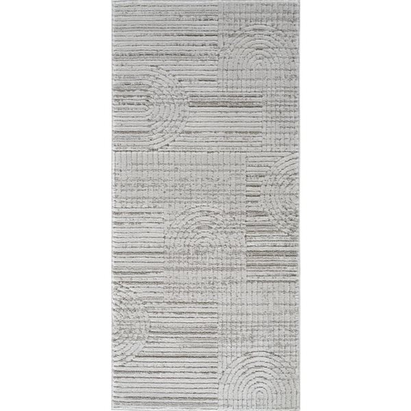 Tapis paillasson Astra Rug Brand 2 l. x 5 pi L. d'intérieur gris rectangulaire à motif arc-en-ciel