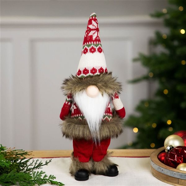 Northlight 16-in H Red Standing Gnome with Knitted Outfit Christmas Figurine