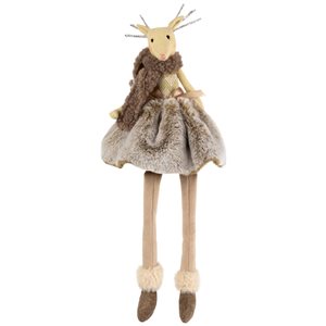 Northlight 18-in H Sitting Reindeer Girl with Dangling Legs Christmas Figurine