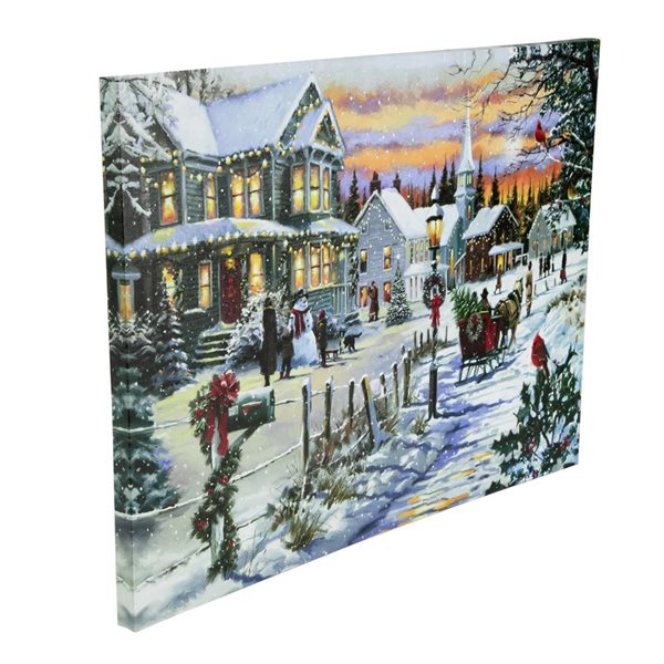 Northlight 11.75 x 15.75-in LED Lighted Winter Village Scene Wall Canvas