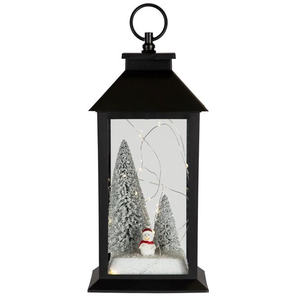Metal/Glass Lighted Lantern with Snowman main image 0