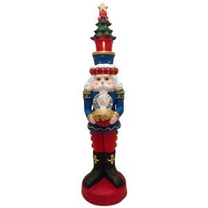 Northlight 32-in H Blue/Red Battery Operated LED Lighted Nutcracker Soldier with Christmas Tree