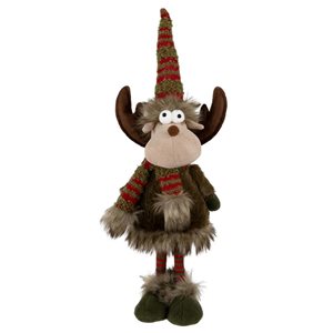 Northlight 18-in H Red/Green/Brown Standing Plush Moose with Striped Legs Christmas Figure