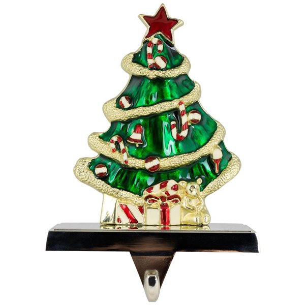 Northlight 6-in H Green/Gold Christmas Tree Metal Stocking Holder