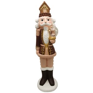 Northlight 27 H x 7.5-in W Beige/Brown Battery Operated LED Lighted Nutcracker with Globe