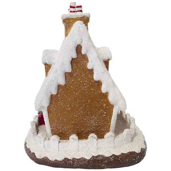 Northlight 11 H x 9.75-in W Snowy Gingerbread Peppermint House with Snowman Christmas Decoration